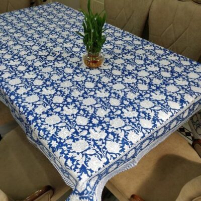 Blue-Multicolor Handblock Printed Cotton Table cover – Jaipur Handblocks