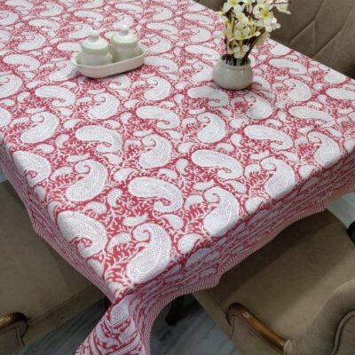 Red-Multicolor Handblock Printed Cotton Table cover – Jaipur Handblocks