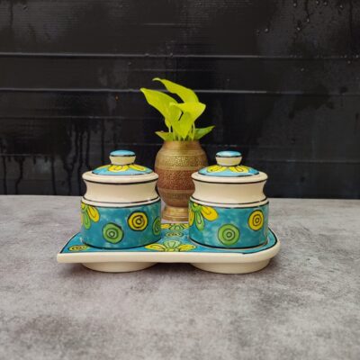 Clay Karma Ceramic Pickle Jar- Blue