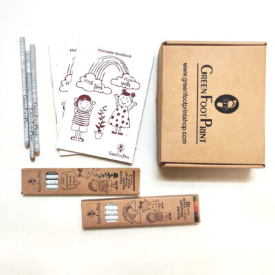 Eco-friendly Plantable Note Books, Paper colour pencils and Seed pencils Kit -Gift box