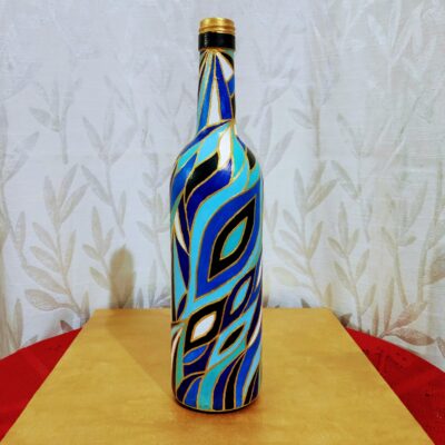 Hand painted Bottle with Wavy Design for Home Decor – Bottles & Brushes