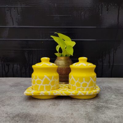 Clay Karma Ceramic Pickle Jar Set- Yellow