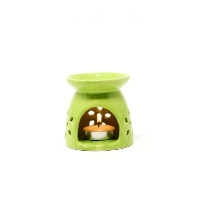 Decor Lane Ceramic Oil Diffuser Fragrance Lamps (Green)