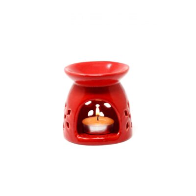 Decor Lane Ceramic Oil Diffuser Fragrance Lamps (Red)