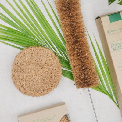 Almitra Sustainables Coconut Fiber Coir Scrub (Pack of 5) and Bottle cleaner