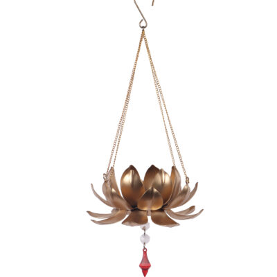 Hanging Lotus Tealight With Beads – Amaya Decors
