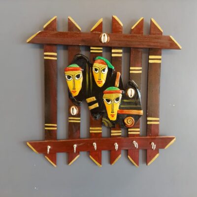 Dealartcraft Handcrafted Multi-Coloured Abstract Designed Wooden Wall Hanging Key Holder