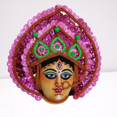Dealartcraft Traditional Handmade Colorful Decorative Devi Durga Chhau Mask | Wall Hanging