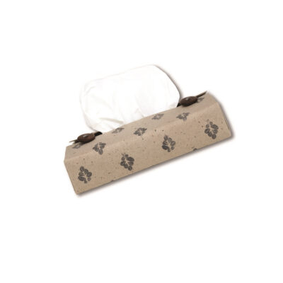 Tissue box cover – Coffee brown with grey vintage design